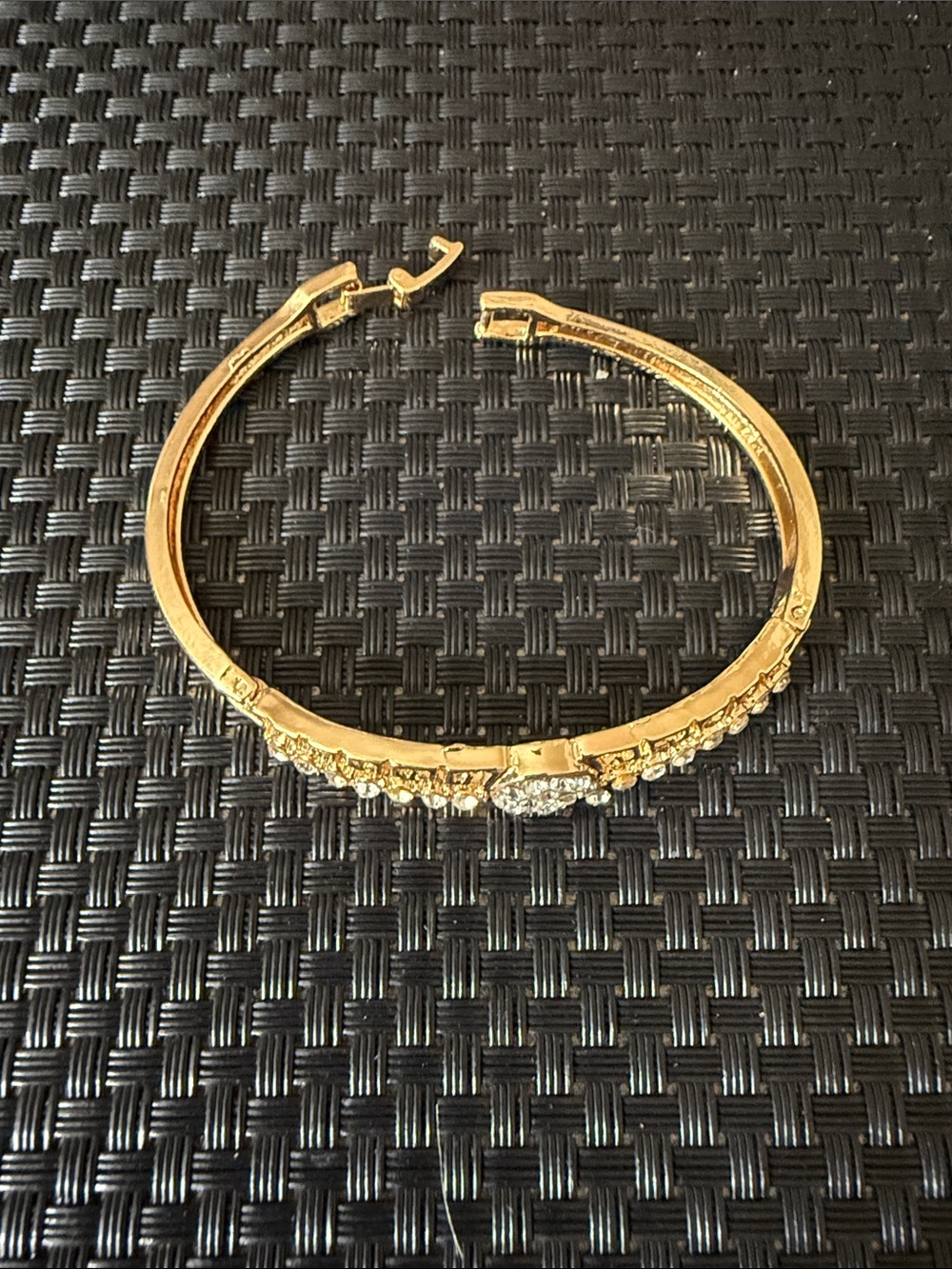 Gold-Tone Crystal Accent Hinged Bangle Bracelet - Women Jewelry